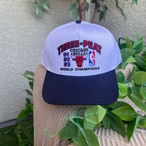 Vintage Chicago Bulls 3 peat NBA finals firm trucker hat
